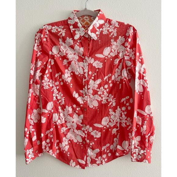 Robert Graham Coral Floral Button Down Collared Shirt XS - Picture 1 of 10